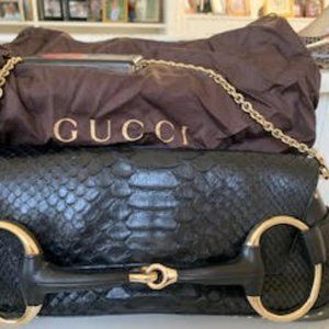 Gucci Black Python Handbag